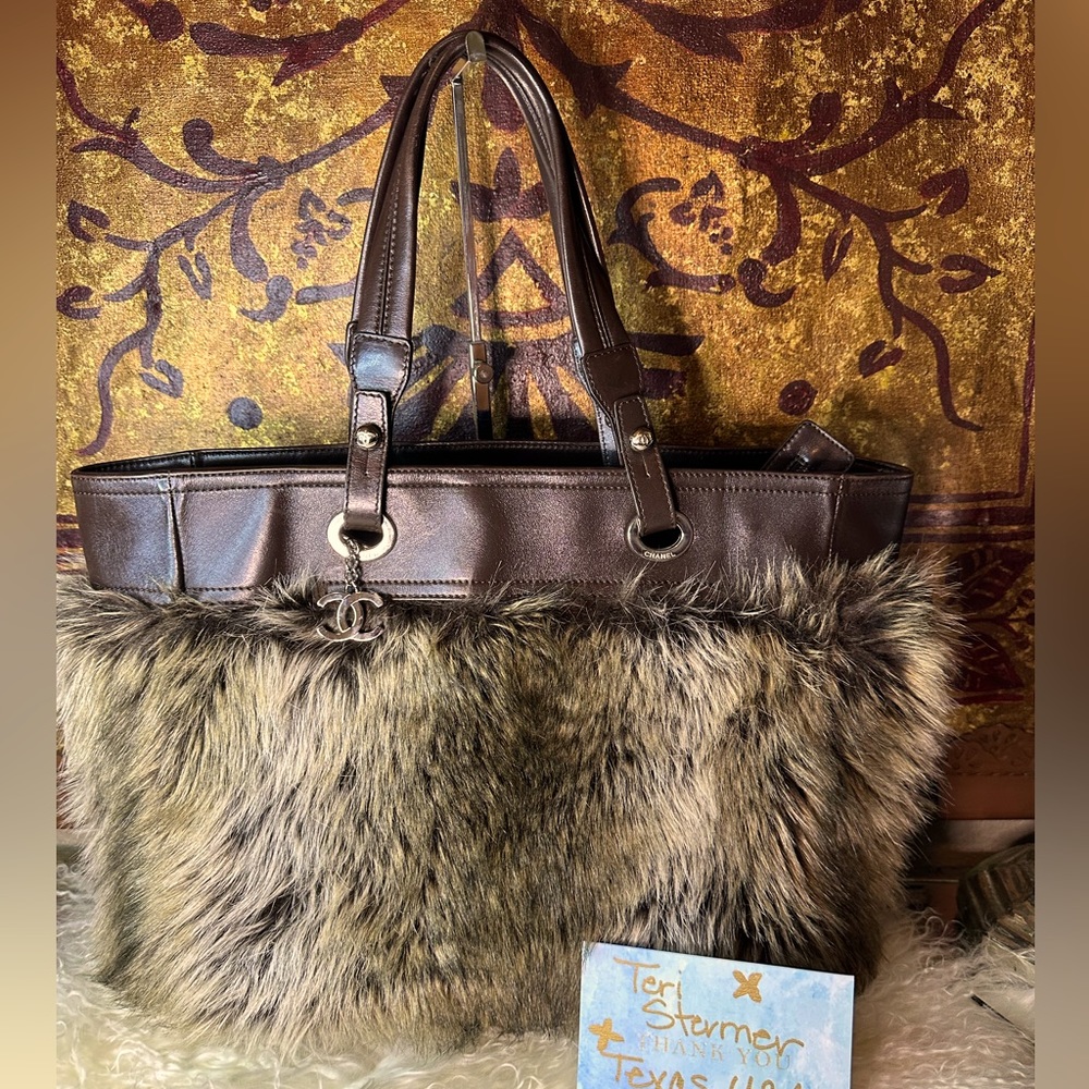 Chanel Faux Fur XL tote bag lambskin